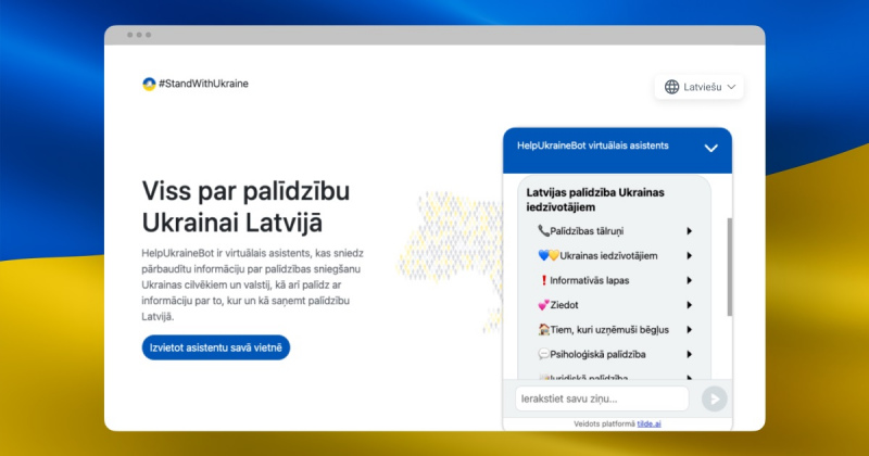 Radīts virtuālais asistents, kas apkopo informāciju par atbalsta iespējām Ukrainai